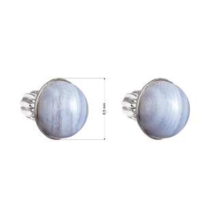 EG9142 Stříbrné náušnice s pravými kameny Achát Blue Lace