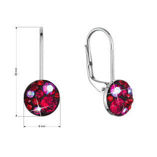 EG9178-CH Stříbrné náušnice s krystaly Swarovski, Cherry