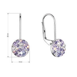 EG9178-VI Stříbrné náušnice s krystaly Swarovski, Violet