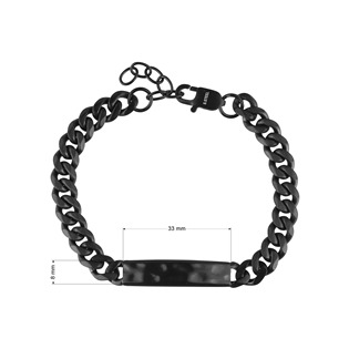 EGS005 Náramek pánský z oceli s ozdobnou destičkou a černým povrchem