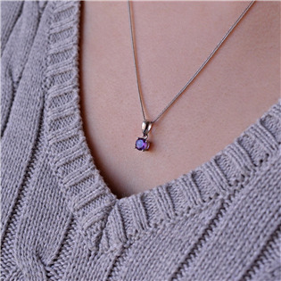 EVAM002 Stříbrný náhrdelník s pravým amethystem