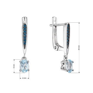 EVTP007 Stříbrné náušnice luxusní s pravými kameny Sky Topaz