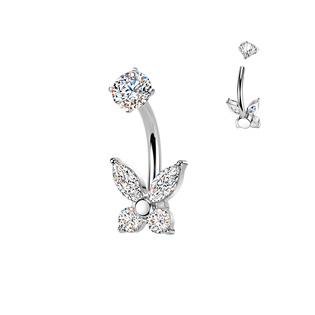 BS1066 Ocelový piercing do pupíku motýlek