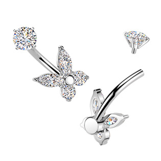 BS1066 Ocelový piercing do pupíku motýlek
