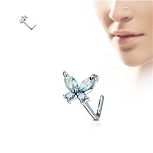N0082-Q Zahnutý piercing do nosu - motýlek