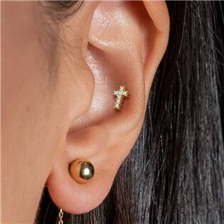 LB0034GD-1208 Labreta / cartilage piercing - křížek