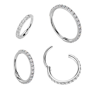 SG120-07 Ocelový piercing - segment kruh se zirkony