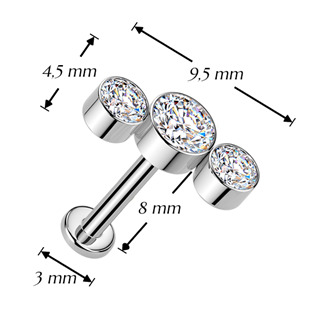 TIT1651-C Piercing do brady - PUSH IN labreta TITAN, barva: čirá