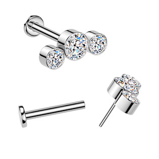 TIT1651-C Piercing do brady - PUSH IN labreta TITAN, barva: čirá