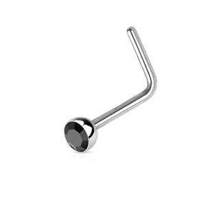 N0044-AB Zahnutý piercing do nosu s kamínkem