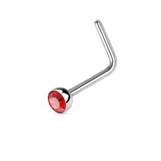 N0044-AB Zahnutý piercing do nosu s kamínkem