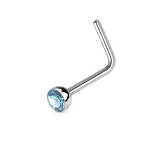 N0044-AB Zahnutý piercing do nosu s kamínkem