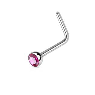 N0044-AB Zahnutý piercing do nosu s kamínkem