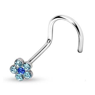 N01062-AB Zahnutý piercing do nosu  - kytička