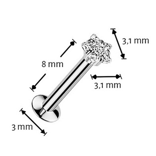 LB1142 Piercing do brady hvězdička - PUSH IN labreta