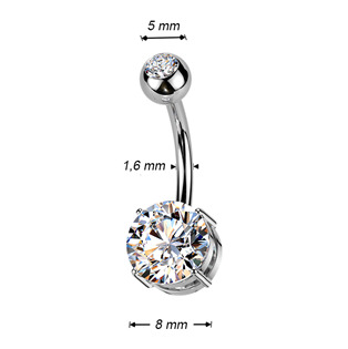 TIT1604-C Piercing do pupíku - TITAN, barva: čirá