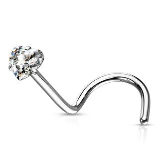 N0139Q Zahnutý piercing do nosu srdíčko