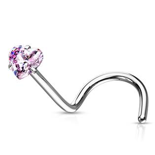 N0139Q Zahnutý piercing do nosu srdíčko
