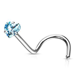 N0139Q Zahnutý piercing do nosu srdíčko