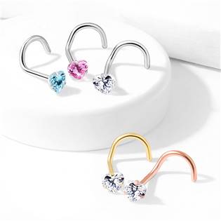 N0139Q Zahnutý piercing do nosu srdíčko