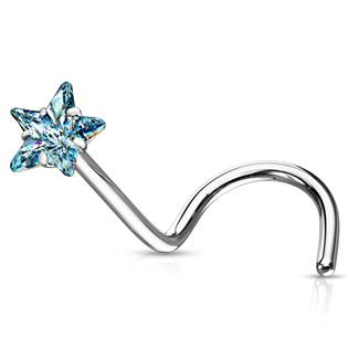 N0138Q Zahnutý piercing do nosu hvězdička