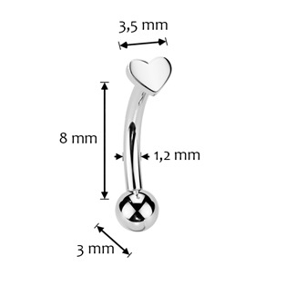 TIT1397-1208 PUSH IN piercing k do obočí TITAN, 1,2 x 8 mm