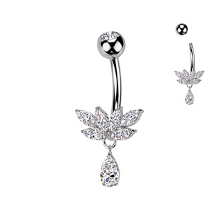 TB008 Piercing do pupíku - TITAN + bižuterie