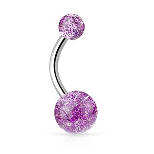 BA01044-C Piercing do pupíku - banánek se třpytkami