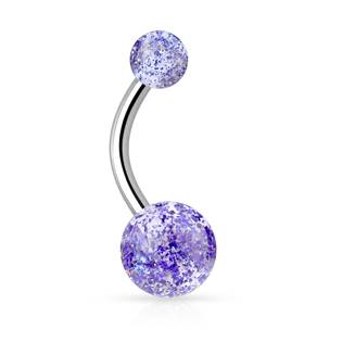 BA01044-C Piercing do pupíku - banánek se třpytkami