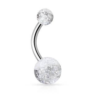 BA01044-C Piercing do pupíku - banánek se třpytkami