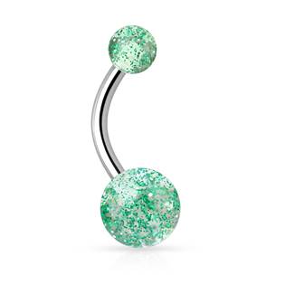 BA01044-C Piercing do pupíku - banánek se třpytkami
