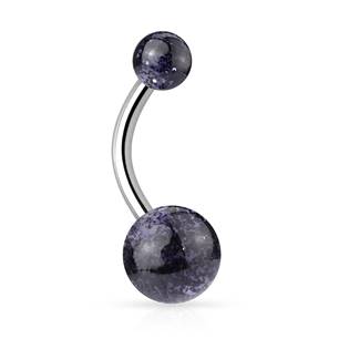 BA01044-C Piercing do pupíku - banánek se třpytkami