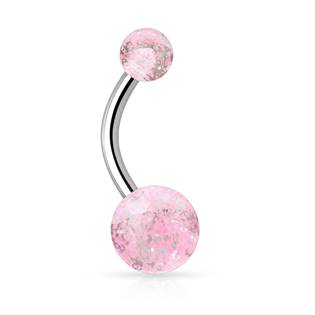 BA01044-C Piercing do pupíku - banánek se třpytkami