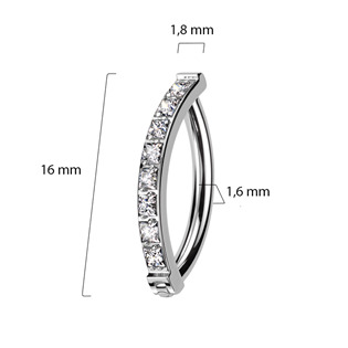 TIT1304-C Piercing do pupíku TITAN, čiré zirkony