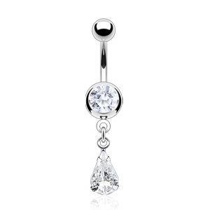 WP01254-C Piercing do pupíku, čiré zirkony