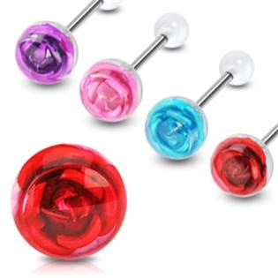 PJ01119-Q Piercing do jazyka - růže