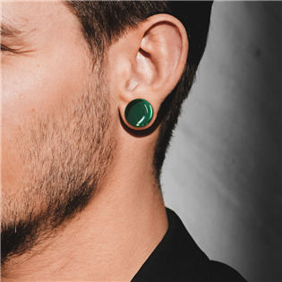 PL01250G-16 Skleněný plug do ucha zelený, průměr 16 mm