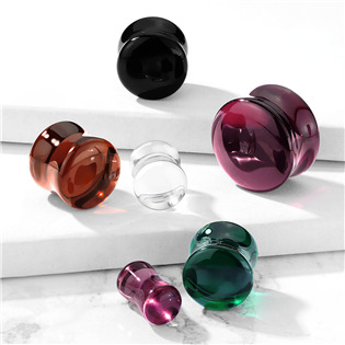 PL01250K-16 Skleněný plug do ucha černý, průměr 16 mm