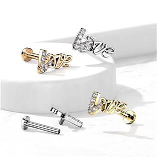 LB1097RD-1206 Zlacený piercing do brady Love