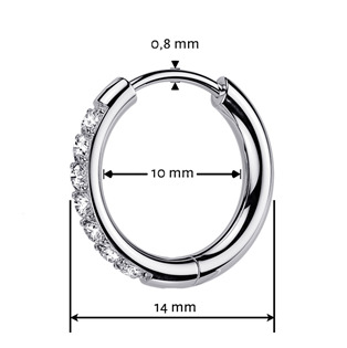 MOT1001-14 Titanové náušnice kruhy s moissanity, 14 mm