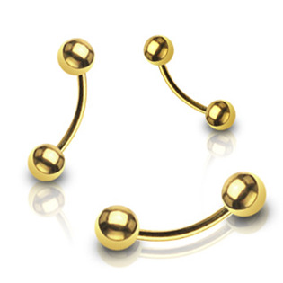 OB01089-1610 Piercing do obočí - pozlacený
