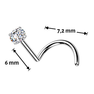 TM008-020 Luxusní piercing do nosu Moissanit 0.03ct (2mm), TITAN
