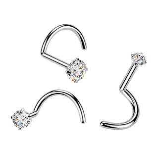 TM008-020 Luxusní piercing do nosu Moissanit 0.03ct (2mm), TITAN