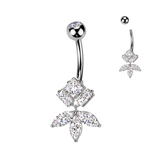 TB009 Piercing do pupíku - TITAN + bižuterie