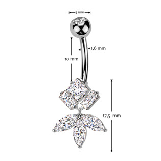 TB009 Piercing do pupíku - TITAN + bižuterie
