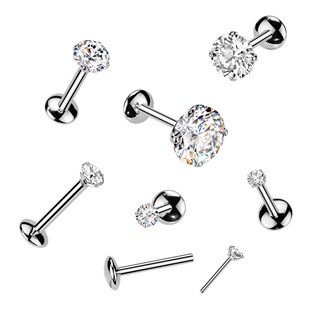 TM019 Piercing do brady - PUSH IN labreta TITAN Moissanit 0.06ct (2,5mm)