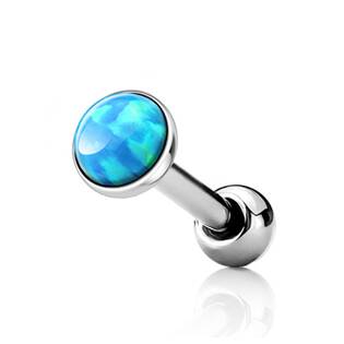 CP1087-OP06-05 Cartilage piercing do ucha, světle modrý opál