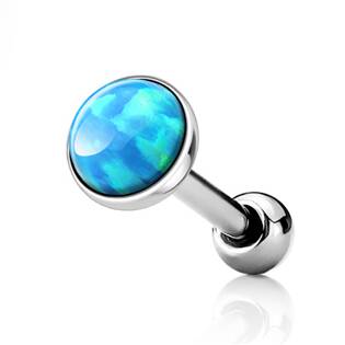 CP1087-OP06-03 Cartilage piercing do ucha, světle modrý opál