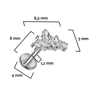 TIT1267 Piercing do brady - labreta TITAN, 1,2 x 8 mm