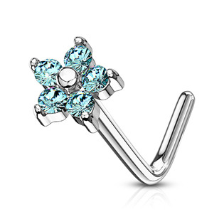 N0083-AB Zahnutý piercing do nosu - kytička